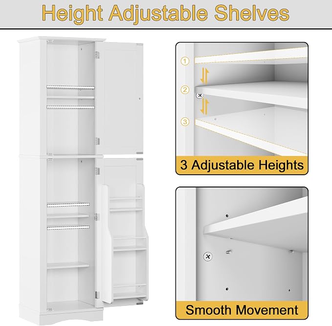 Function Home Tall Bathroom Storage Cabinet, Narrow Wood Freestanding Cabinets - Image 9