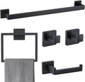 5 Pieces Bathroom Hardware Accessories Set Matte Black Towel Bar Set Towel by TNOMS
