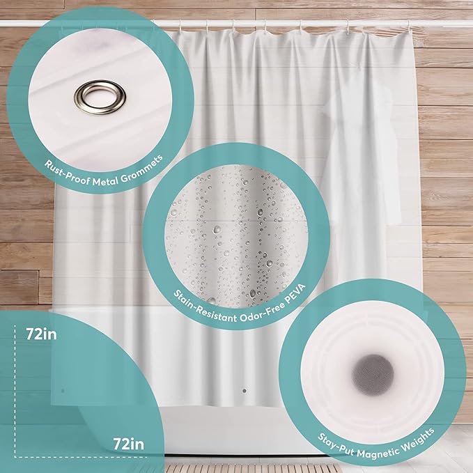 BigFoot Shower Curtain Liner – 72 x 72 Fabric Premium Shower Curtain - Image 3