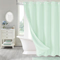 MitoVilla No Hooks Needed Green Waffle Shower Curtain Liner Set, Modern Waffle by MitoVilla