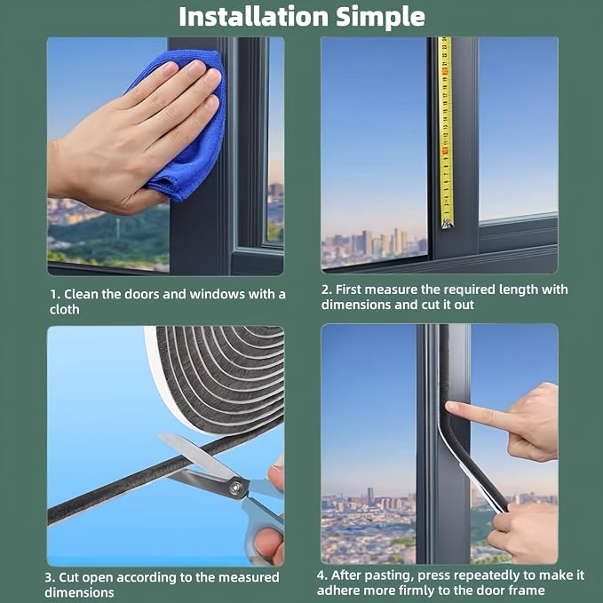 Window Weather Stripping Door Seal, 16.5FT Self-Adhesive Soundproofing Weather - Image 7