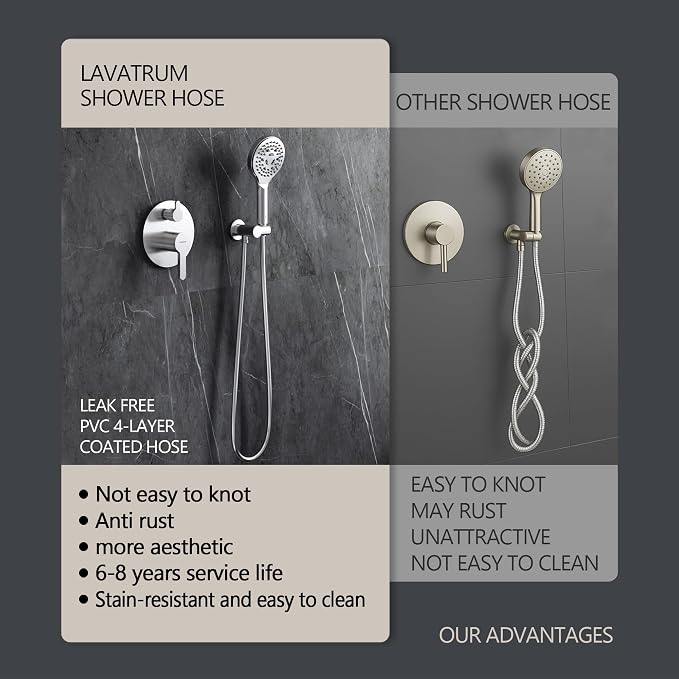 Polished Chrome Shower Faucet Set, Wall Mount Rain Shower System 10 Inches - Image 4