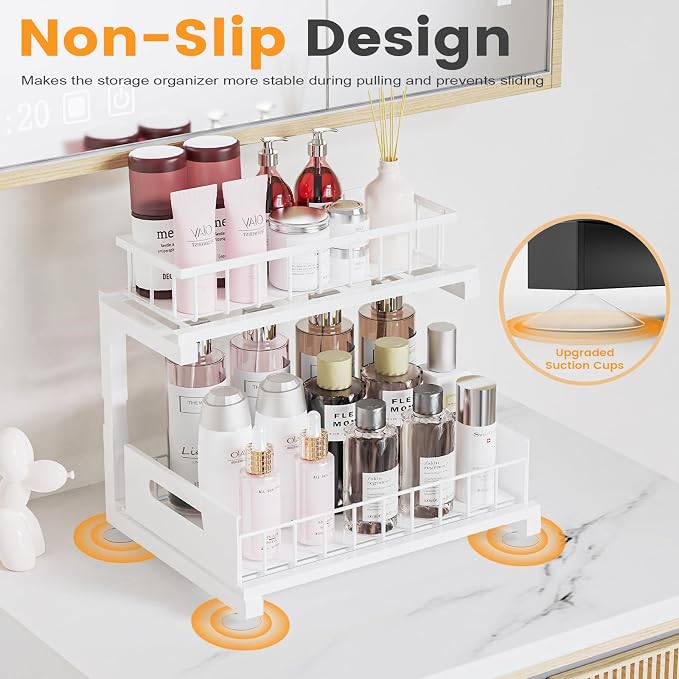 2 Pack Under Sink Organizer, Heavy Duty Metal Slide Out Sink Shelf Organizer - Image 5