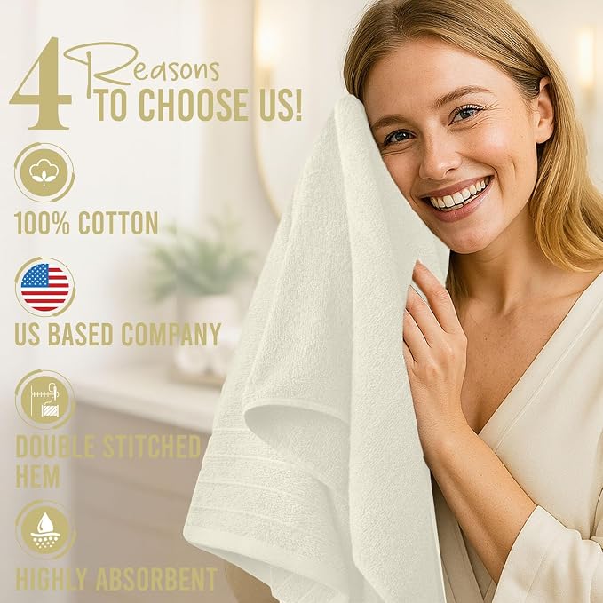 DAN River Extra Large Bath Towels Set of 4, 30 x 60 Inches - Image 5