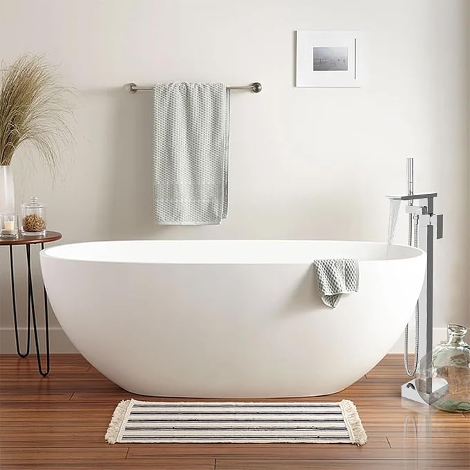RUMOSE Polished Chrome Bathtub Filler Freestanding Tub Filler Floor Mount Tub - Image 3