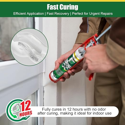 2 Pack Clear Silicone Sealant Caulk, 10.1 oz 100% Waterproof Silicone Sealant - Image 4