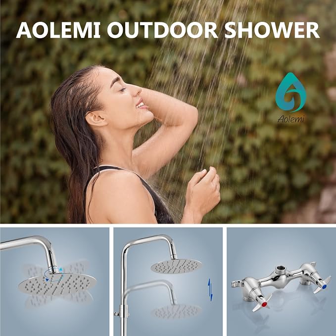Aolemi Outdoor Shower Kit Outdoor Shower Fixtures Faucet System Double Handle - Image 2