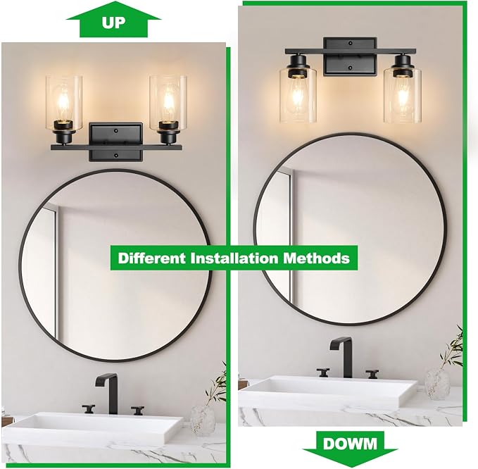 Unicozin 2 Light Bathroom Light Fixtures, Modern Vanity Lights Over Mirror - Image 2