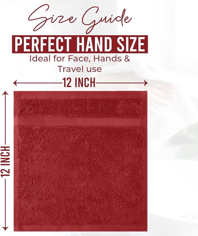 DAN RIVER 12-Pack Premium 100% Cotton RED Face Towels – Reusable Face Towel Set - Image 2