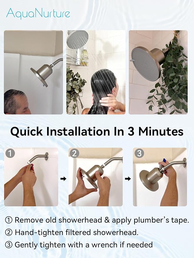 Filtered Shower Head with Filter System, High Pressure 3 Modes 7" Filter - Image 7