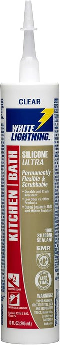 White Lightning W21101010 Silicone Ultra Kitchen & Bath Sealant, 10 fl. oz. by White+Lightning+Store+
