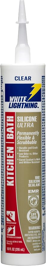 White Lightning W21101010 Silicone Ultra Kitchen & Bath Sealant, 10 fl. oz. by White+Lightning+Store+