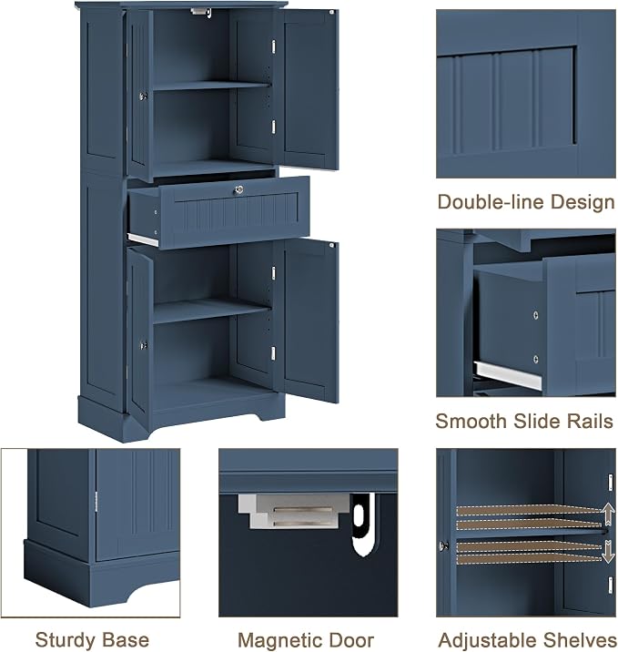 ChooChoo 51" H Tall Bathroom Floor Cabinet, Modern Bathroom Storage Cabinet - Image 4