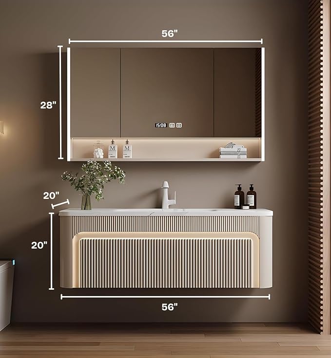 56” Bathroom Vanity Set, Floating Bathroom Vanities - Image 2