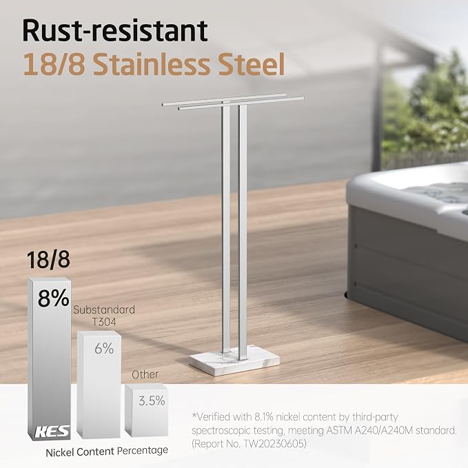 KES Standing Towel Rack Taller Version, Free Standing Towel Holder Stand - Image 5