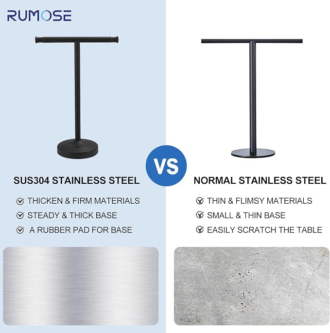 RUMOSE 13 Inch Matte Black Towel Stand Hand Towel Holder Bathroom Kitchen - Image 5