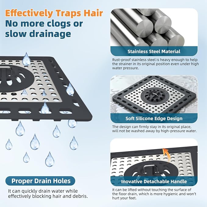 Hibbent 2 Pack Shower Drain Hair Catcher, Shower Drain Cover - Image 2