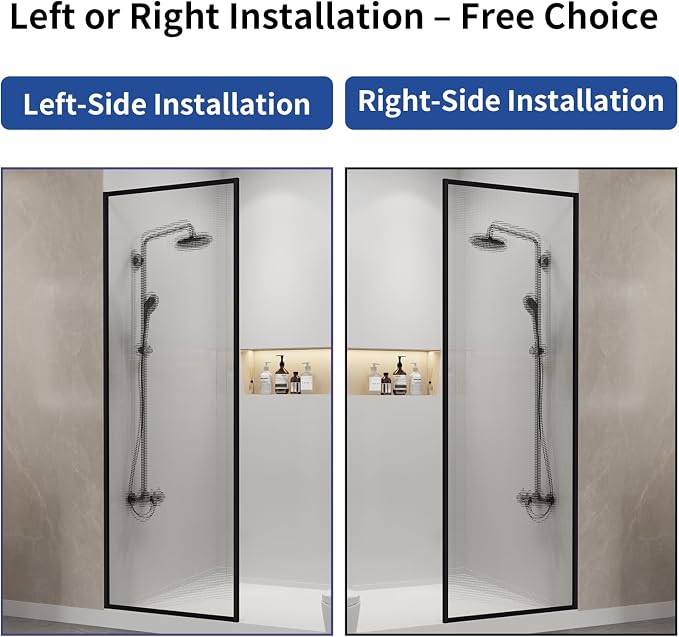 Dimaris Shower Door 30" X 78" Tempered Fluted Glass Framed Shower Screen Shower - Image 8