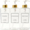 Modern Gold Design Shampoo and Conditioner Dispenser, Large 27oz Shower Soap by HARRA+HOME