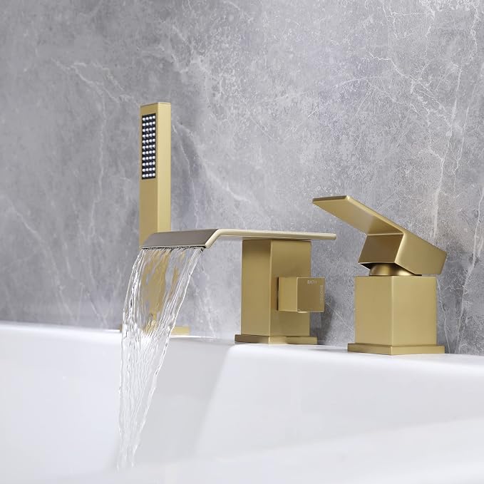 TapLong Roman Tub Faucet Waterfall Tub Filler Waterfall Deck Mount Bathtub - Image 2
