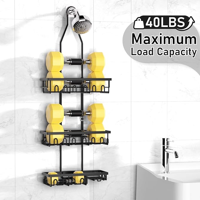 Shower Caddy, Rustproof Shower Shelves Over Shower Head, Extended Length shower - Image 4