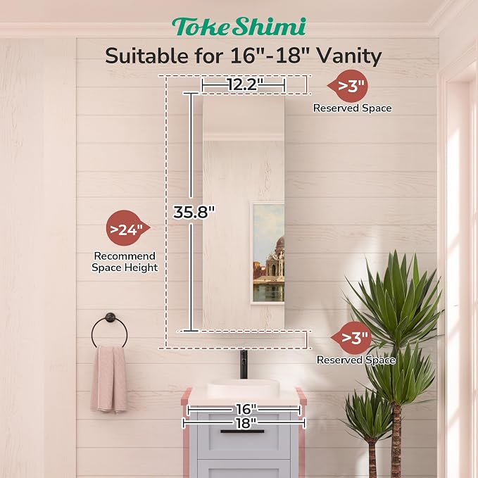 TokeShimi 12 x 36 Farmhouse Medicine Cabinet Recessed or Surface Mount Aluminum - Image 4