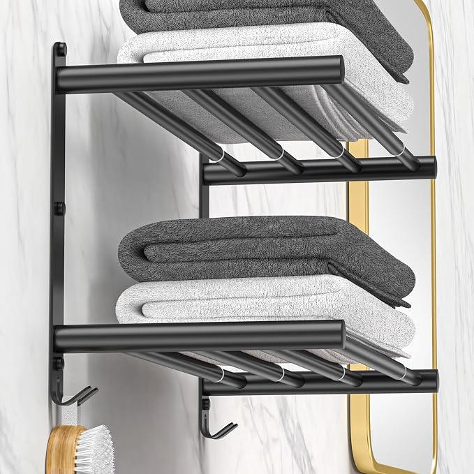 Black Adjustable Towel Bar for Bathroom Wall Mount17-30.7inch Adhesive Shower - Image 7