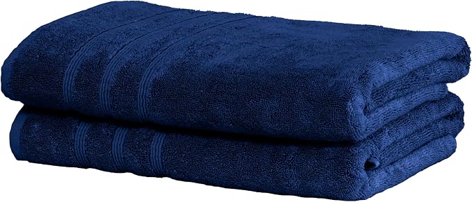 Mosobam Luxury Turkish Set of 2 Bath Towels 30X58 Navy Blue 700 GSM Bamboo by Mosobam