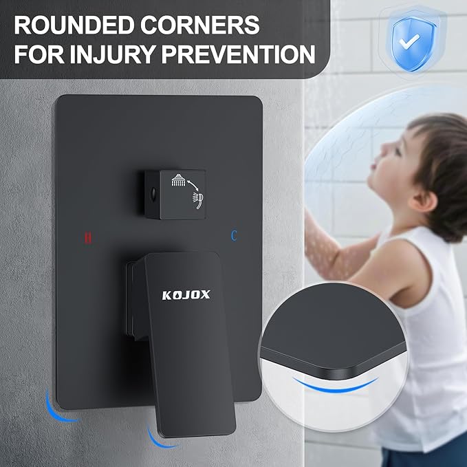 KOJOX 12 Inch Black Shower System - Image 4