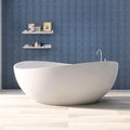 63'' Solid Surface Freestanding Bathtub Matte Soaking Bathtubs Tubs Oval Resin by MEDUNJESS