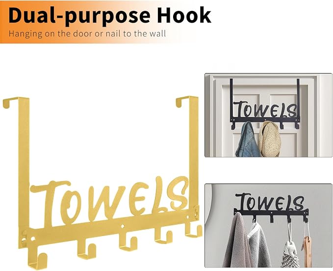 Over The Door Hook, Towel Hook for Bathroom, Towel Hanger Door Rack - Image 2