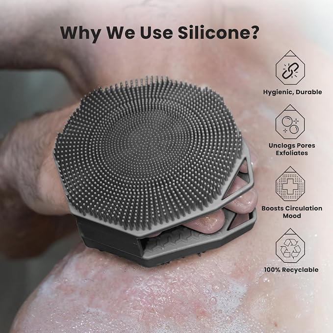 iTokGoK® Premium Silver-Infused 2-in-1 Silicone Body Scrubber, Double-Sided - Image 3
