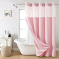 Extra Long No Hooks Needed Linen Textured Shower Curtain by EACHOPE