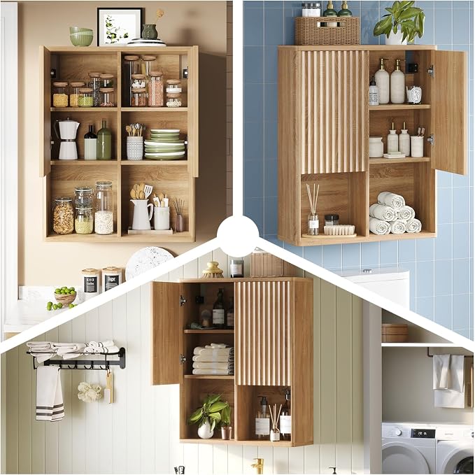 Bathroom Wall Cabinet, Over The Toilet Storage Cabinet, Curved Laundry Cabinet - Image 6