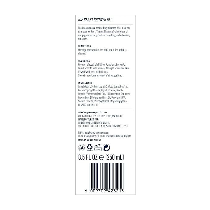 Wintergreen Ice Blast Shower Gel, 8.5 oz – Cooling Post-Workout Body Wash - Image 3