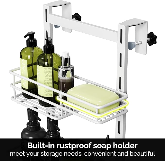 Orimade Over the Door Shower Caddy Adjustable 5 Tier Black, Bathroom Hanging - Image 3