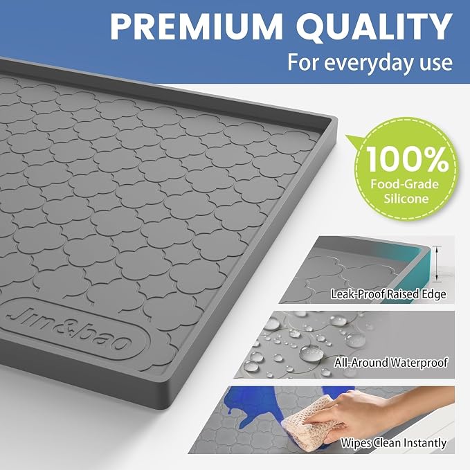 Jin&Bao Waterproof Under Sink Mat 25" x 22", Thick Silicone Mat Cabinet - Image 2