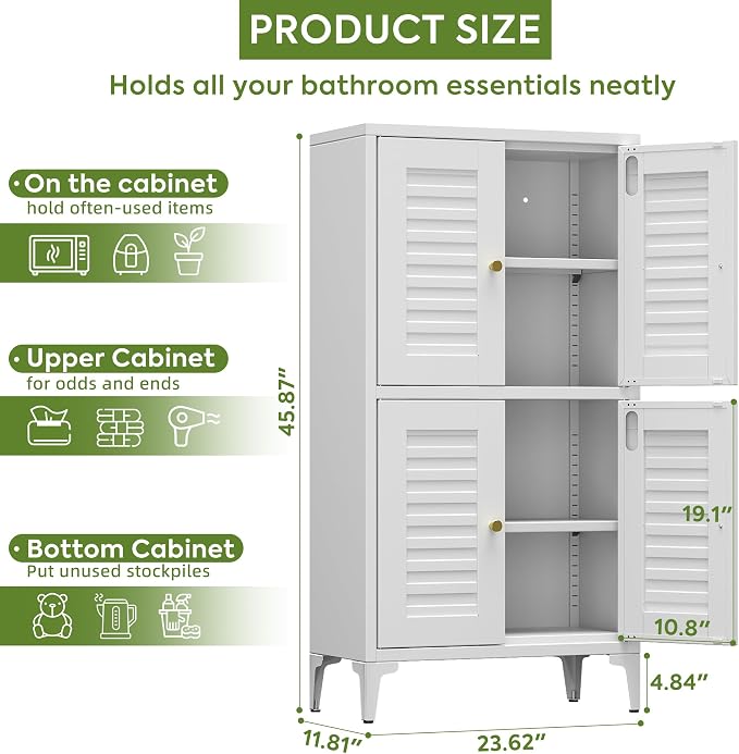 45.87''H Metal Bathroom Floor Storage Cabinet - Image 3