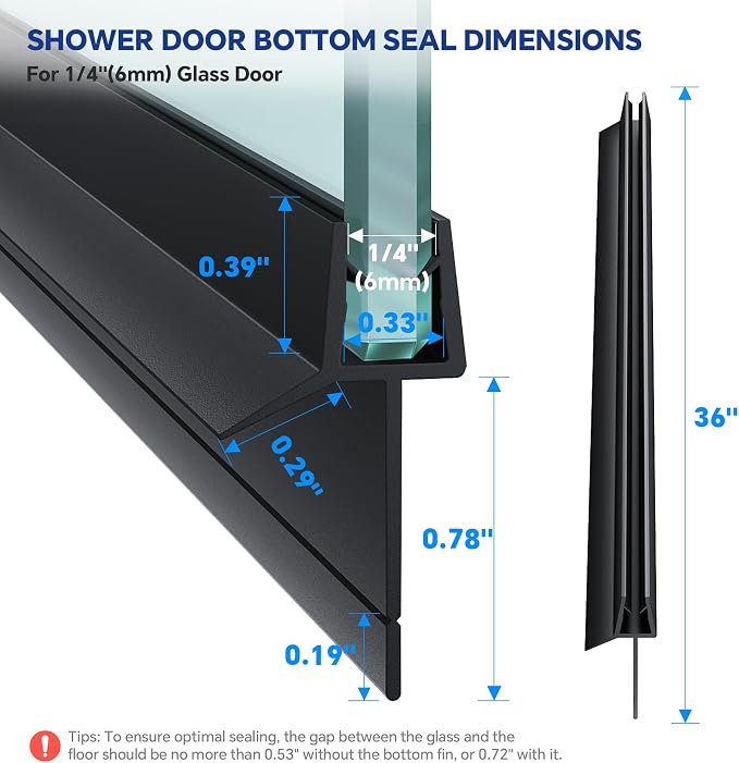 2-Pack Frameless Shower Door Bottom Seal Clear Glass Seal Strip Shower Door - Image 4