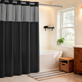 River Dream Black Shower Curain No Hooks Dotted Waffle Weave Shower Curtain - by RiverDream