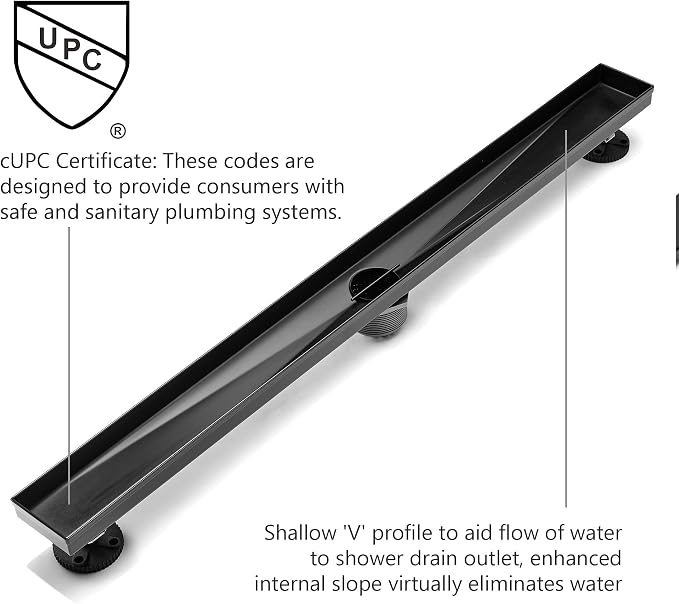 HEATGENE Linear Shower Drain 24-Inch, Stainless Steel Rectangle Shower Floor - Image 2