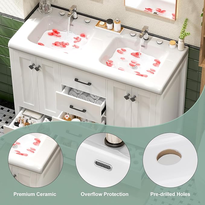 48 Inch Bathroom Vanity with Sink, Bathroom Vanity Cabinet with Doulble Sink - Image 5
