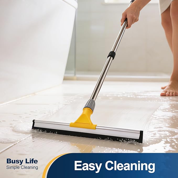 Yocada Rubber Floor Squeegee 17.7" TPR Blade Scrubber Broom 61.8inch Pole - Image 2