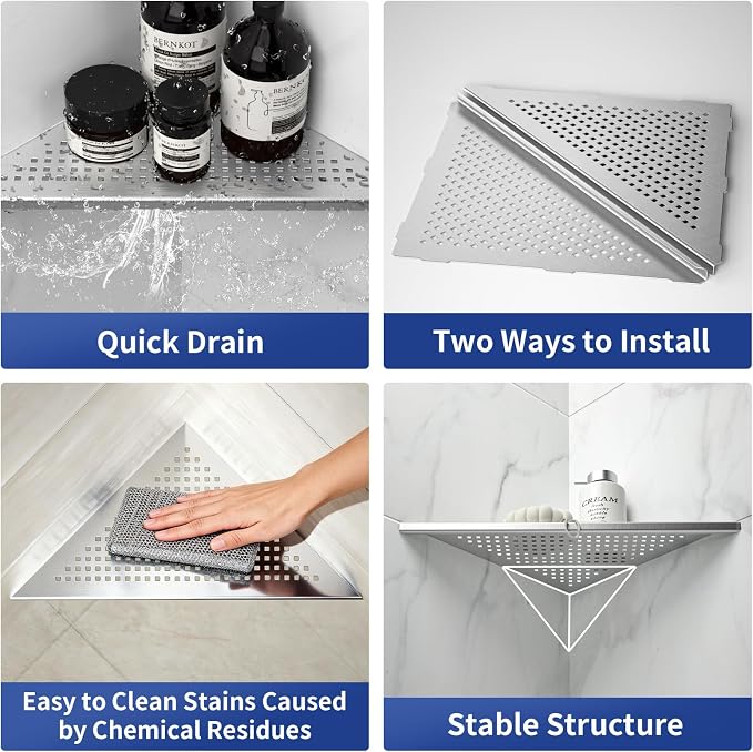 Corner Shower Shelves, Grout in Shelf - Image 2
