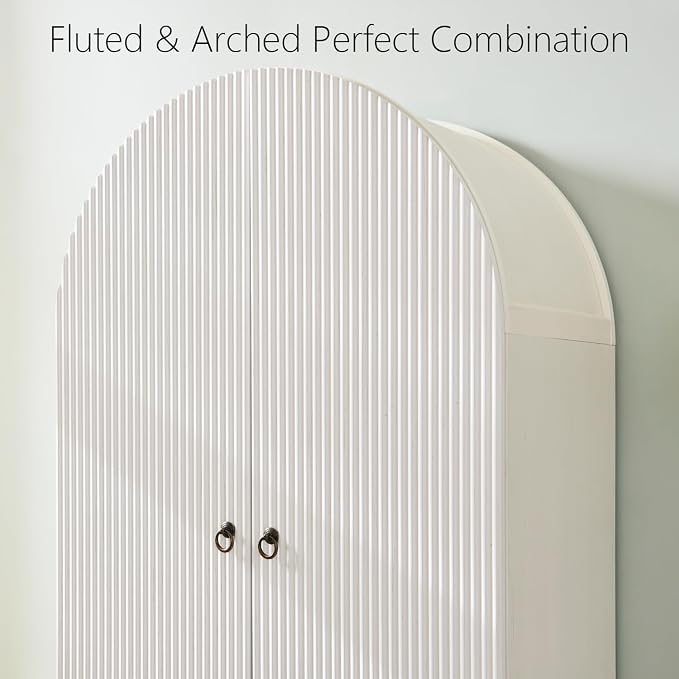 71" Tall Arched Pantry Cabinet, Fluted Kitchen Storage Cabinet - Image 3
