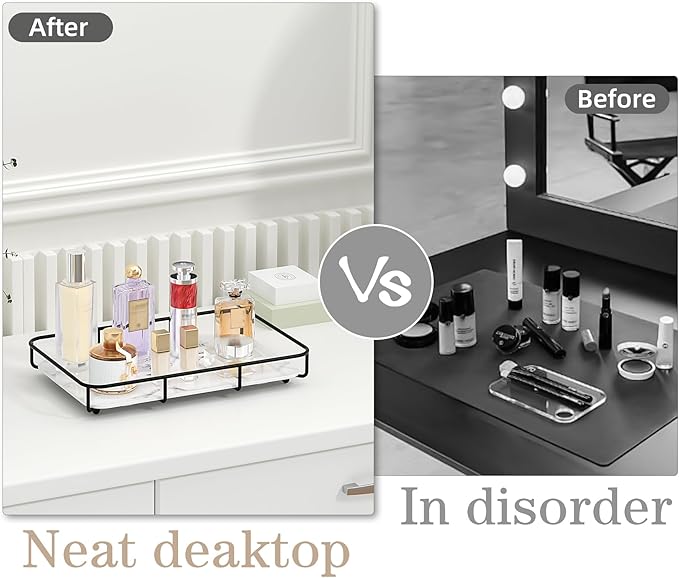 Vanity Tray Makeup Organizer Cosmetics Storage Bathroom Skincare Organizer - Image 4