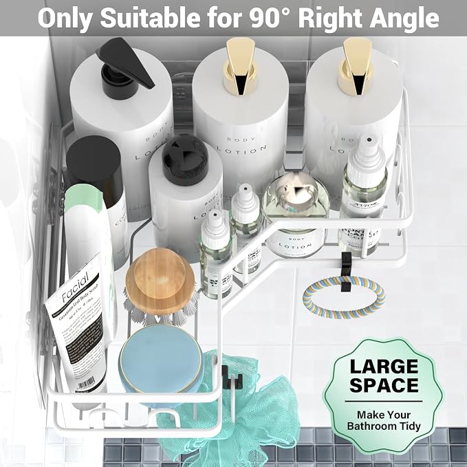 Corner Shower Caddy Bathroom Organizer Adhesive Shower Rack Bathtub Shelves - Image 3