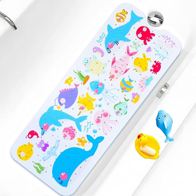 Baby Bath Mat for Tub Non Slip Kids Bathtub Mat Extra Long 40X16 Inch Toddler by Tubozadi
