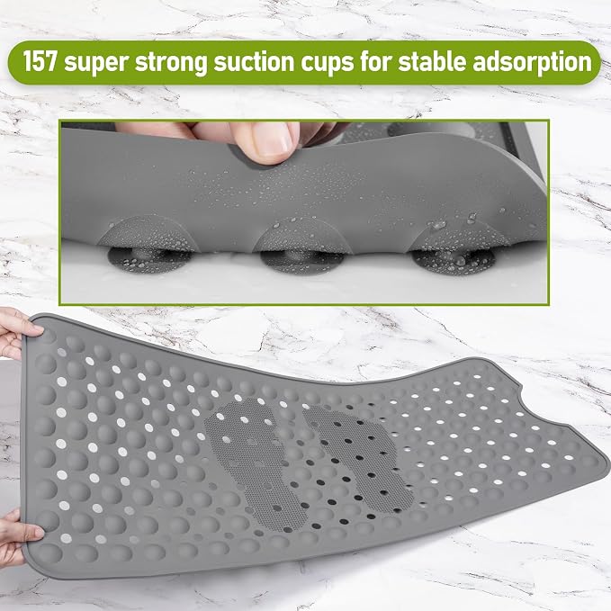 Silicone Bath Tub Mat Non Slip, Upgraded Bathtub and Shower Mats, Machine - Image 7
