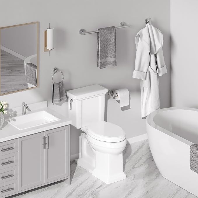 USHOWER Brushed Nickel Bathroom Hardware Set, Modern 18-Inch Towel Bar Set Wall - Image 6